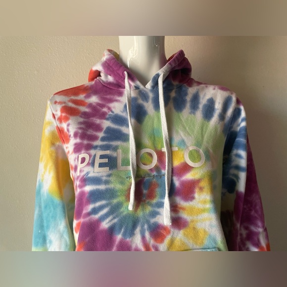 Tie Dye Peloton Hooded Sweatshirt by Spiritual Gangster,Rainbow colors. Size XS. - Picture 4 of 14